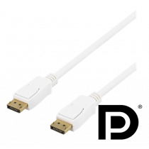 DELTACO DisplayPort cable, 3m, 4K UHD, DP 1.2, white DP-1031D
