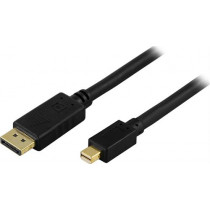 DELTACO DisplayPort - mini DisplayPort cable, Ultra HD in 30Hz, 10.8 Gb/s, black, 1.0m / DP-1111