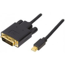 DELTACO Mini DisplayPort to DVI-I Dual Link Adapter, 20-pin male - 24 + 5-pin male, 1m black / DP-DVI102