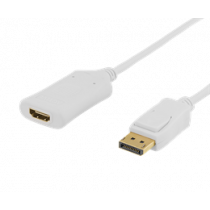 Cable DELTACO DisplayPort to HDMI 2.0b, 4K at 60Hz, 1.0m, white /  DP-HDMI37-K