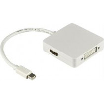 DELTACO Mini DisplayPort - DVI / HDMI / DisplayPort adapter, White / DP-MULTI1