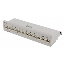 DELTACO Patch Panel, 12xRJ45, Cat6a, Wall Mountable, 10Gbps, Krone Terminals, Metal, Gray / PAN-212