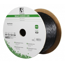 DELTACO S / FTP Cat6a installation cable, for outdoor use, 305m reel, 250MHz, Delta certified, black TP-53