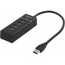 USB 3.0 hub DELTACO 4xType A ho, ABS plastic, black / UH-475