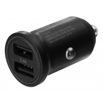DELTACO 12/24 V USB car charger with dual USB-A ports, 24 W black  USB-CAR127