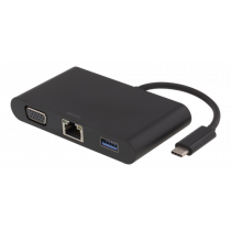 Docking station DELTACO with VGA, RJ45, 1xUSB, USB-C, 3.5mm, black / USBC-1268