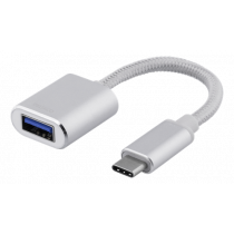 DELTACO USB-C 3.1 to USB-A OTG adapter, 3A, aluminum, silver / USBC-1278