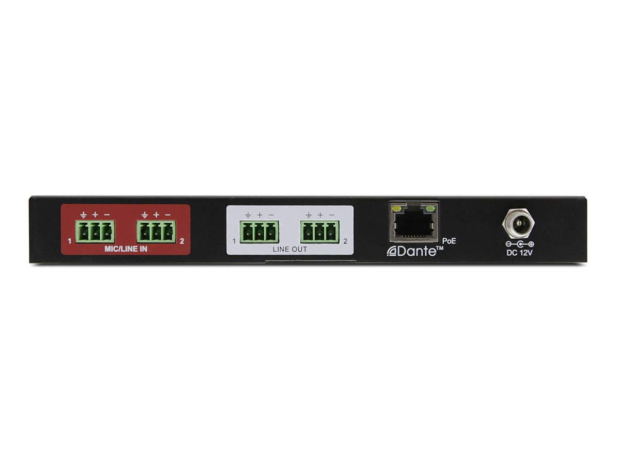 TIGHT 2X2 DANTE INTERFACE WITH 2 MIC/LINE INPUTS AND 2 LINE OUTPUTS AU-202-DA