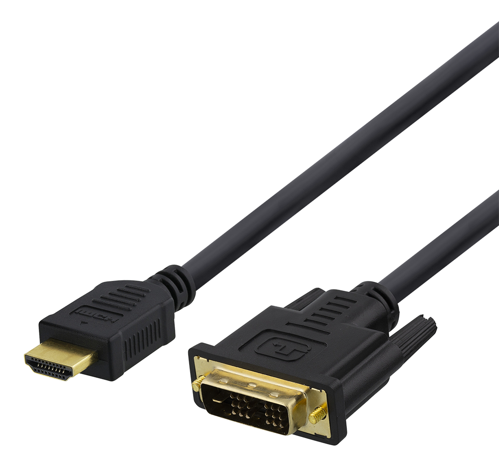 DELTACO HDMI по DVI-кабель, 1080p и 60Hz, 3м, черный/витой
