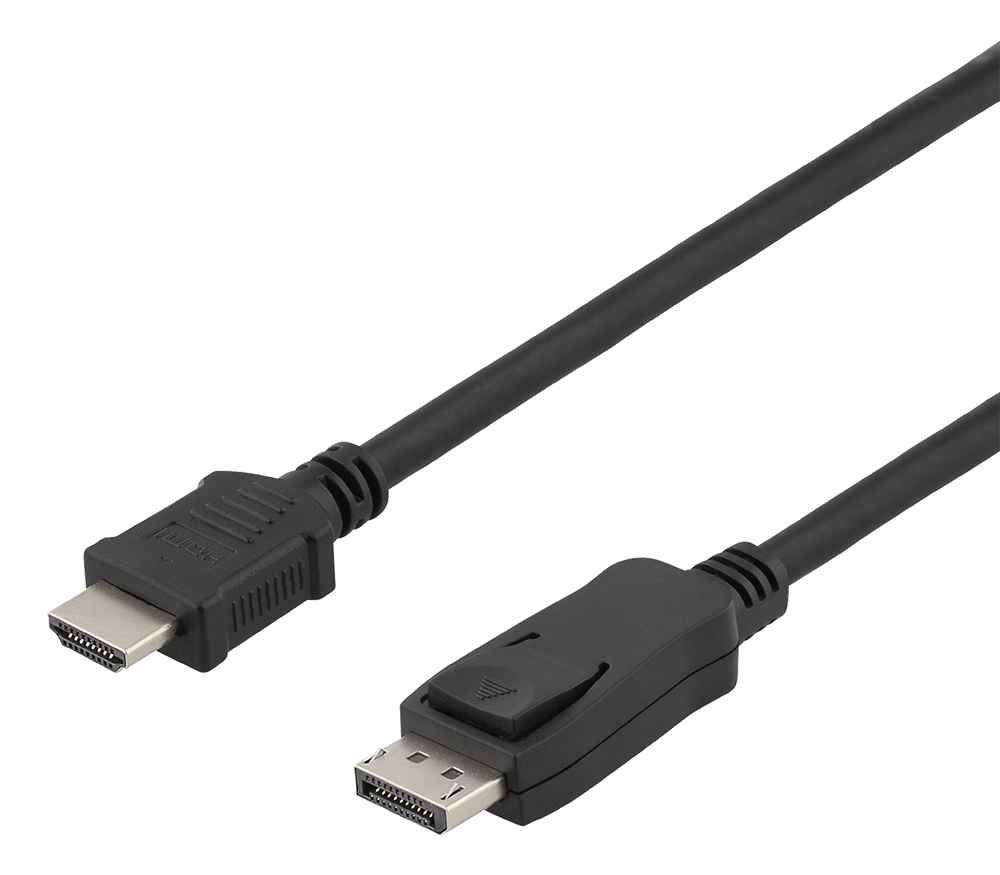 DELTACO DisplayPort по кабелю HDMI, 4k@30Hz, 1м, черный