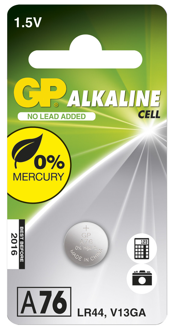 Battery GP Alkaline 76A-C1 / LR44 / LR1154 / AG13 / 102002  