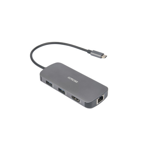 Док-станция USB-C, одинарная, 1x HDMI/RJ45/SD/mSD, 3x USB-A