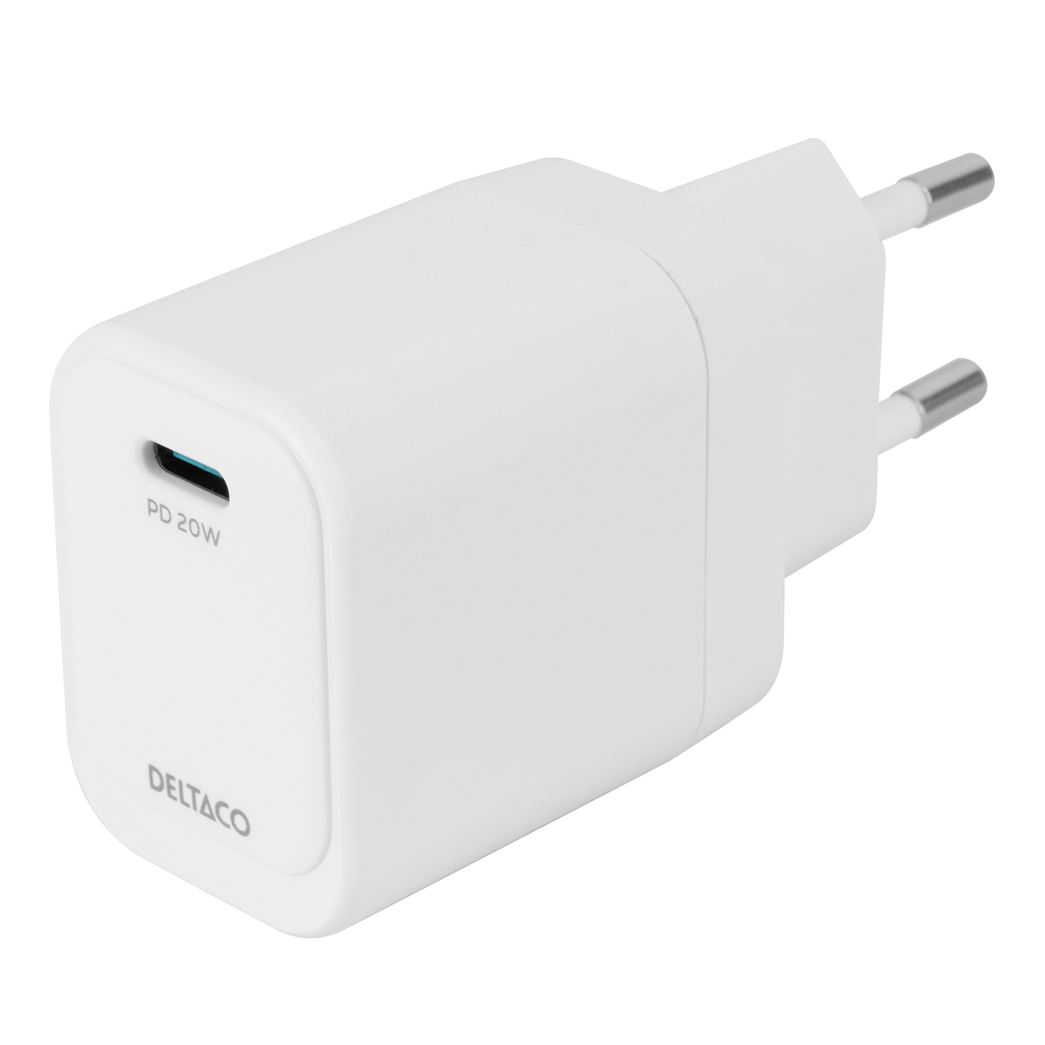 USB-C wall charger DELTACO, 1x USB-C PD, 20 W, white / USBC-AC152 / 1903151