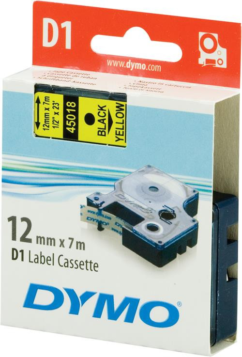 Tape DYMO D1 12mm x 7m, vinyl, black on yellow / S0720580 45018