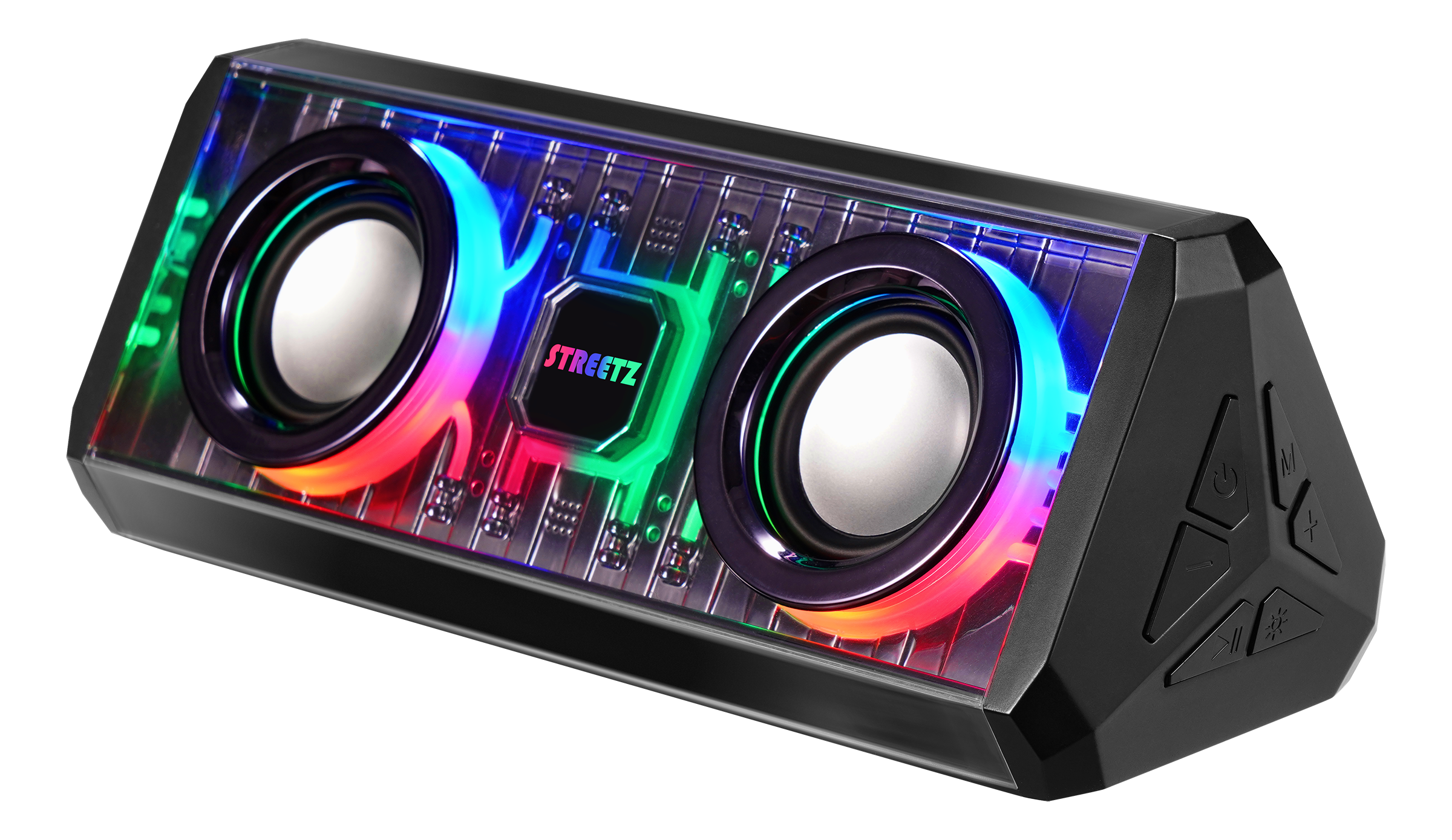 Transparent bluetooth speaker STREETZ with TWS and LED light effects, 10W / 6612079 / S320-BLK