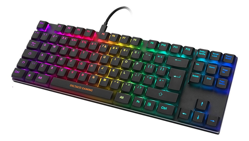 DELTACO GAMING DK420 TKL Механическая клавиатура, красные переключатели, RGB, черный