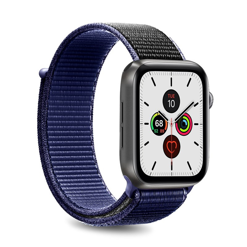 Adjustable sports strap PURO for Apple Watch 44mm, nylon, blue / AW44SPORTSPBLUE