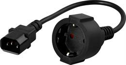 Extension cable DELTACO IEC 60320 C14 to the straight CEE 7/4 , max 250V / 10A, 0.5m black DEL-109P-50
