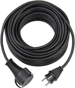 Brennenstuhl grounded rubber extension cord, straight CEE 7/7 straight CEE 7/4 (Schuko), IP 44, 25m , black  1161470 / DEL-118S