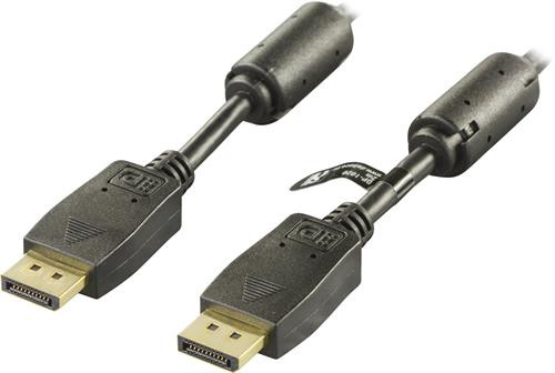 DELTACO DisplayPort monitor cable, Ultra HD in 60Hz, 21.6 Gb/s, 5m, black / DP-1050