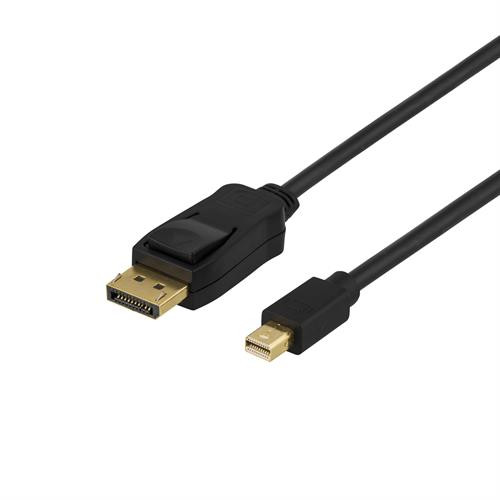 DELTACO DisplayPort to Mini Display Port Cable, Ultra HD in 30Hz, 10.8 Gb/s, 2m, black / DP-1121-K