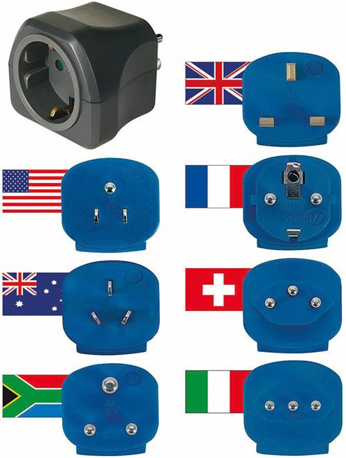 Travel adapter kit Brennenstuhl 7 adapters, grounded, gray / GT-471