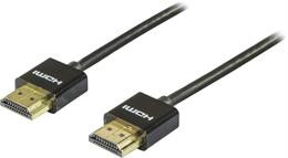 DELTACO thin HDMI cable, UltraHD in 30Hz, 3m, gold plated connectors, 19 pin ha-ha, black / HDMI-1093