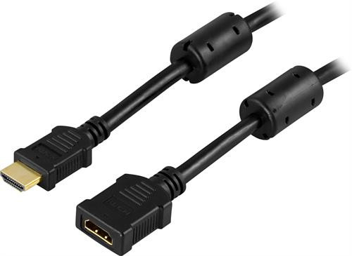 DELTACO HDMI extension cable, 4K 30hz, HDMI Type A ha - ho, 5m, black HDMI-125