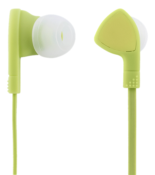 STREETZ in-ear headset, 1-button remote, 3.5mm, microphone, lime green