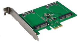 Dual mSATA SSD PCIe expansion card, 6 Gbps DELTACOIMP green / KCSSD2