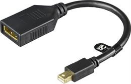 DELTACO adapter, Mini DisplayPort 20 pin for DisplayPort 20-pin ho with audio, Ultra HD in 30Hz, 0.2m, black /  MDP-DP1