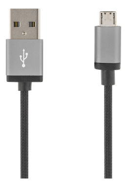 USB Sync/Charging Cable, braided, USB-A ma - USB Micro B ma, 2m, 2.4A, USB 2.0 DELTACO black / MICRO-113F