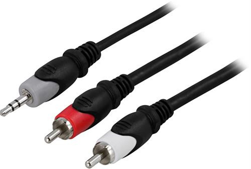 DELTACO audio cable, 3.5mm ha - 2xRCA have 10m / MM-143