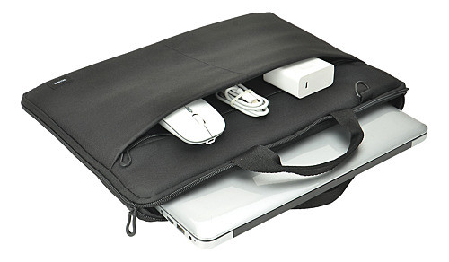 Recycled 15.6-16" Laptop sleeve DELTACO, handles, shoulder strap, black / NV-404