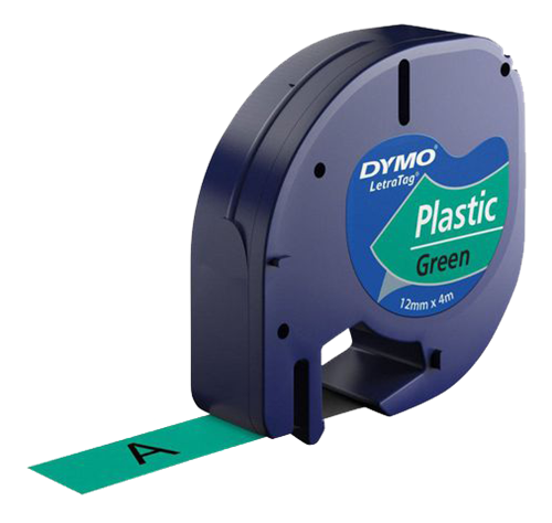 DYMO LetraTAG plasttejp, grön, 12mm, 4m (91224)