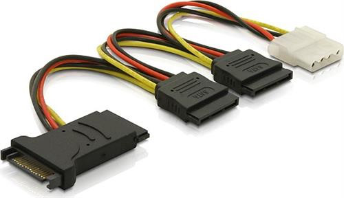 Adapter DELTACO 4 pin, 2x15 pin ATA, 15cm / SATA-16