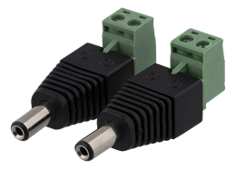 2-pin Terminal block to 5.5 DC, 2-Pack, Screw fix, 5.5 DC male DELTACO black / TBL-1005