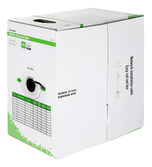 DELTACO U / UTP Cat6 Installation Cable, For Outdoors, 305m Box, 250MHz, Delta Certified, Black/ TP-49A