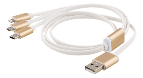 Cable EPZI USB-C, lightining, micro USB, 1m, white / USB-MULTI10