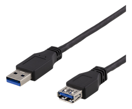 Удлинительный кабель DELTACO USB 3.1 Gen1, 1 м, штекер USB-A к штекеру USB-A,