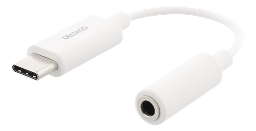 DELTACO USB-C до 3,5 мм, женский, 10 см, в розничной упаковке, активный, белый