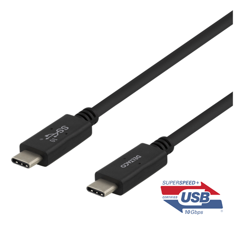 DELTACO USB-C - кабель USB-C, 0,5 м, USB 3.1 Gen 2, чипсет E-mark, 10