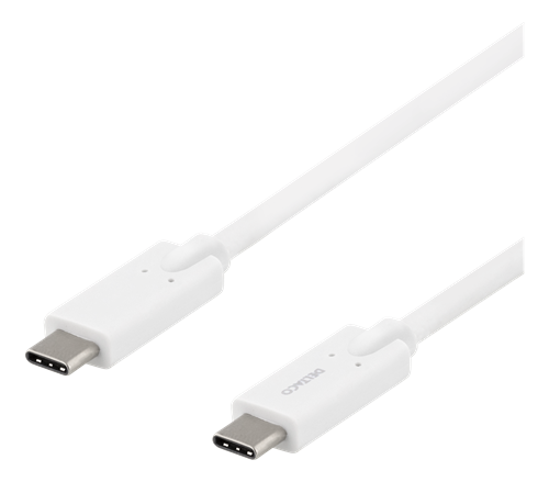 DELTACO USB-C - кабель USB-C, 5Гбит / с, 5A, 2M, белый