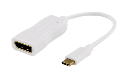 DELTACO USB 3.1 for DisplayPort adapter, USB Type C male - DisplayPort 19 pin female, 4K, UltraHD, white / USBC-DP1