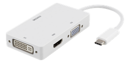 Адаптер DELTACO USB-C к HDMI / DVI / VGA, 4K, DP Alt Mode, белый