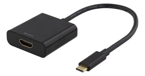 Adapter DELTACO USB-C to HDMI, 4096x2160 30Hz, black / USBC-HDMI8