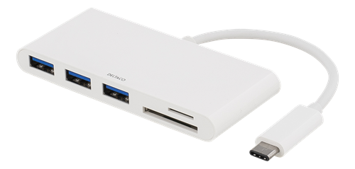 USB-C HUB DELTACO, USB 3.1, 2xUSB-C, white / USBC-HUB