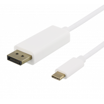 USB-C - DisplayPort cable DELTACO 4K UHD, gold plated, 1m, white / USBC-DP101-K / 00140013