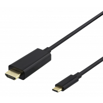 USB-C - HDMI cable DELTACO 4K UHD, gold plated, 1m, black / USBC-HDMI1010-K / R00140019