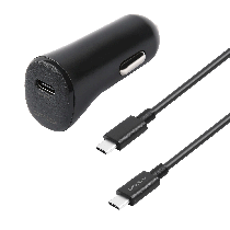 Car charger ESSENTIALS, PD 20W, USB-C-USB-C cable, 1m, black / 1110156